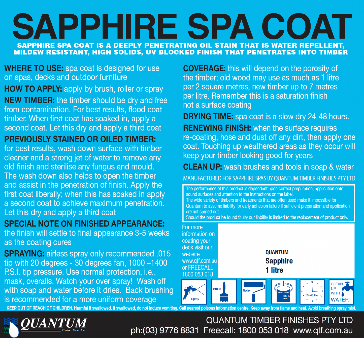 Cabinet oil / stain SPA COAT 1 litre tin